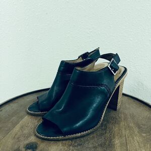 Madewell Black Leather Sling-Back Heeled The Marie Sandal Women's Size 8.5